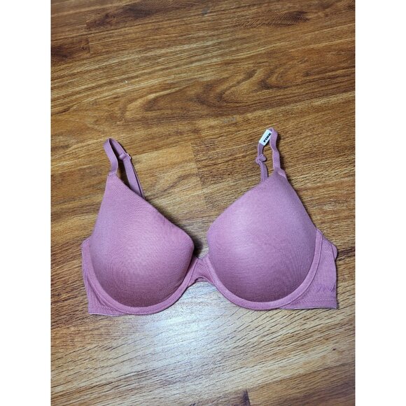 NWT Pink Victrias Secret Mauve Pink Push Up Tee Shirt Bra Size 32D - Picture 1 of 4